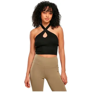 Urban Classics Rib Knit Crossed Neckholder Ärmelloses Oberteil - Black - L