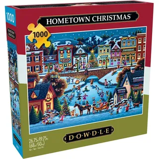 Buffalo Games - Dowdle - Heimatstadt Weihnachten - 1000 Teile Puzzle für Erwachsene herausforderndes Puzzle perfekt für Spieleabende - Fertige Größe 26,75 x 19,75