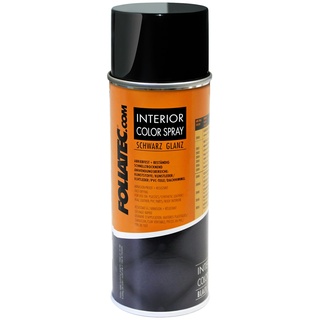 FoliaTec Interior Color Spray, Farbspray Schnelltrocknend, Abriebfest, für Kunststoffe, Leder, Schwarz Glänzend, 400 ml