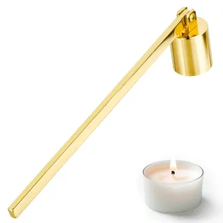 MAJOYLIFE Kerzenlöscher Edelstahl,Kerzenloescher mit langem Griff,Dochtlöscher Handwerkzeug (Gold)