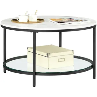 VASAGLE Couchtisch marmorweiß-tintenschwarz 110 x 60 x 45 cm