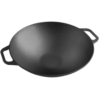 Victoria Emaillierte Gusseisen Wok Pfanne Induction 35,5cm Bratpfanne Geeignet für Feuer, Grill, Backofen, Ceranfeld, Gas, Cast Iron Skillet, Toxic Free Kochgeschirr ohne PTFE oder PFOA
