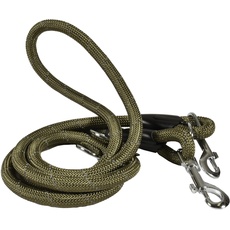 Bobby Walk – Schlauchförmige Hundeleine, Trainingshundeleine mit Karabiner, strapazierfähiges Nylon, 3 Längen, Khaki, 189 x 1,2 cm