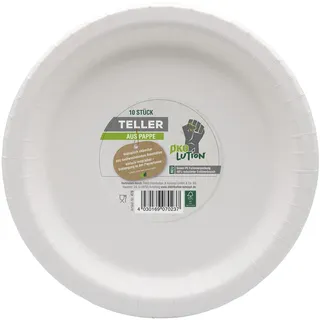 Ökolution Einhand-BBQ-Teller 10 Stück, 26 cm, extra groß und stabil, mit einer Hand zu halten, nachhaltiger FSC-Karton, umweltfreundliche Verpackung