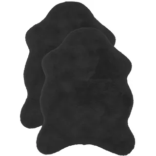 Astra Dekofell Elda , Schwarz , Textil , 55x80 cm , Oeko-Tex® Standard 100 , Teppiche und Böden, Teppiche, Schaffelle & Kuhfelle