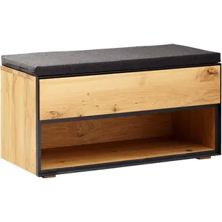 Linea Natura Garderobenbank , Holz , Wildeiche , furniert, massiv , 1 Schublade(n) Schubladen , 85x44.8x38 cm , Holzmöbel, Sitzgelegenheiten Holz, Holzbänke, Garderobenbänke Holz