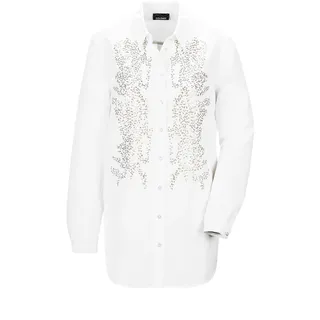 GOLDNER Hemdbluse »Kurzgröße Weiße elegante Bluse aus Leinen«, weiß