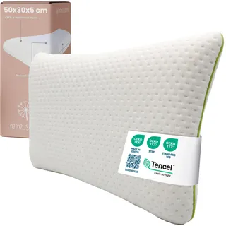 MIMUSELINA Viscoelastisch Kinderkissen 50x30x5 cm | Hypoallergenes Memory Foam für Babys | Kleine Kissen für Kinder, Ergonomisch & Atmungsaktiv | Abnehmbarer, Waschbarer Bezug aus Tencel