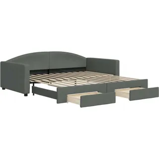 Tagesbett Ausziehbar mit Schubladen Dunkelgrau 100x200 cm Stoff - Grau