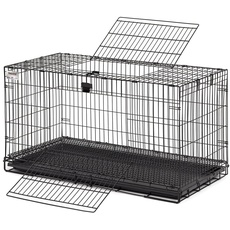 MidWest Homes for Pets Wabbitat Modell 157 Kaninchenkäfig, faltbar, 94 cm lang, mit Bodengitter mit Gitterabständen von 1,3 cm und entfernbarer Kunststoff-Bodenwanne, schwarz