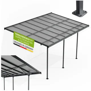 Juskys Terrassenüberdachung Borneo 4,9 x 3 m grau