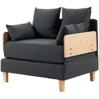 [en.casa] Schlafsessel Seinlus Polyester 88 x 81 x 68 cm Dunkelgrau mit Kissen