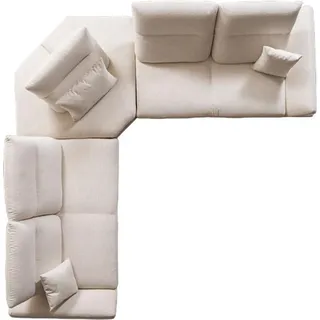 Sofa Couch Polsterung L-Form Wohnzimmer Design Ecke Textil Weiß Luxus Couchen - Weiß