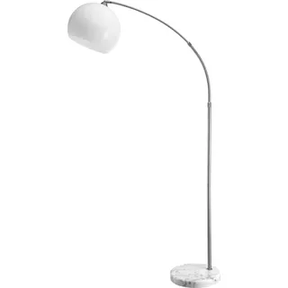 MONZANA® Bogenlampe Marmor 190-210 cm Höhenverstellbar Fußschalter Schwenkbar E27 Edelstahl 40W Wohnzimmer Schlafzimmer Stehlampe Standleuchte Weiß - Silber