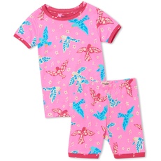 Hatley Mädchen Kurzärmeliges Pyjama-Set aus Bio-Baumwolle Pyjamaset, Blumen Vögel, 3 Jahre