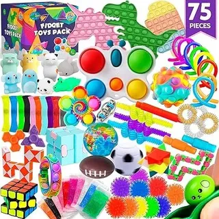 75 Stück Zappeln Spielzeuge für Kinder Partygeschenke Mitgebsel Kindergeburtstag gastgeschenke Klassenzimmer Preise zum Stressabbau Schatztruhe Pop It