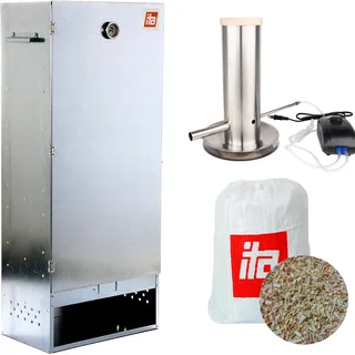 ITA Räucherofen 7004 - Premium XL Räucherschrank aus Edelstahl – 111 cm - Qualität EU - Smoker - Direkt vom Hersteller - Silber