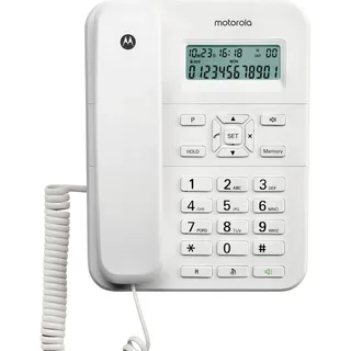 motorola voice – CT202 Schnurgebundenes Telefon, 10 Speichertasten, Freisprecheinrichtung, Wartemusik, Anrufer-ID, Wahlwiederholung der letzten Nummer – Weiß