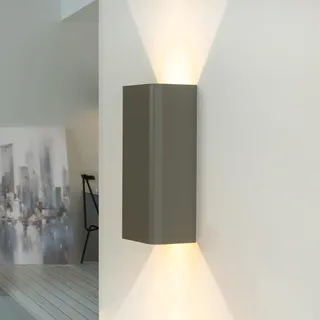 Licht-Erlebnisse Flur Wandlampe Innen, Grau, Up Down, Indirekte Beleuchtung Wand, Wandstrahler Innen, Wandlampe Schlafzimmer, Flurlicht, Treppenhaus, Wandlicht, Wand Lampe, Wandleuchte GU10 Innen