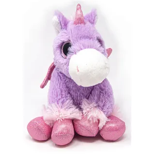 Cornelissen - Kuscheltier - lila Einhorn sitzend mit Glubschaugen - 20 cm - Lila