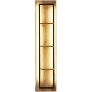 Linea Natura Wandregal , Anthrazit, Eichefarben , Holzwerkstoff , Wildeiche , massiv , 3 Fächer , 30x130x18 cm , Wohnzimmer, Regale, Wandregale