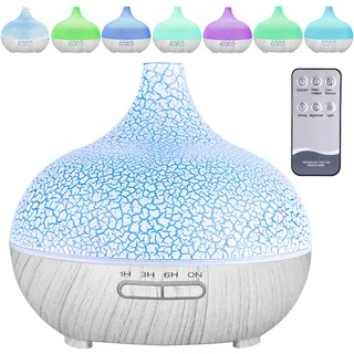 MAISITOO 550ml Aroma Diffuser, Ultra Leise Ultraschall Luftbefeuchter ,Ätherische Öle ,BPA-Free Aromatherapie Humidifier für Schlafzimmer Yoga Spa,7 Farben LED Lichter (Weiß)