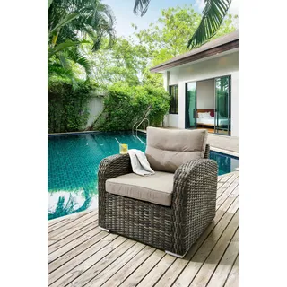 Destiny Loungesessel »SANTA« Aluminium, Polyrattan, inkl. Auflagen, braun