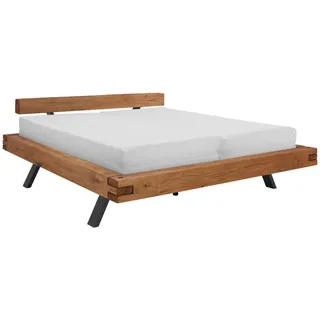Valnatura Balkenbett , Eichefarben , Metall , Wildeiche , massiv , 200x220 cm , in verschiedenen Größen erhältlich , Schlafzimmer, Betten, Einzel- & Doppelbetten