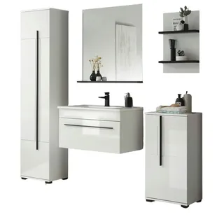 furn.design Badmöbel Set Design-D 5-tlg. Weiß Hochglanz