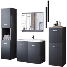 Bild Badmöbel-Set »PARLA«, (Komplett-Set, 5 St.), Waschtisch inkl. Waschbecken, Spiegel, Hochschrank und Hängeschrank, schwarz