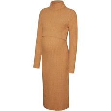 MAMA.LICIOUS Damen MLSUNIVA June L/S Knit MIDI Dress 2F Strickkleid, Golden Ochre/Detail:Melange, Medium