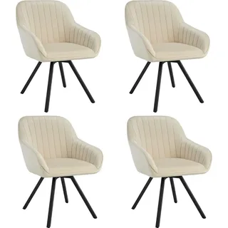 Tectake tectake® Drehbarer Armlehnstuhl Snug Samtoptik, gepolstert, in 360° drehbar, schlanke Stahlbeine, 58 x 58 x 82 cm