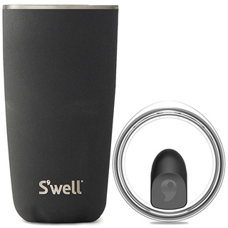 S'well Tumbler mit Deckel, 530ml, Onyx, BPA/BPS-freier vakuumisolierter, dreifach isolierter Reisebecher mit Schiebedeckel, für heiße und kalte Getränke, zu Hause, Schwarz