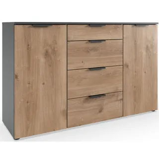 WIMEX Kombikommode 135 x 84 cm Schwarz / Beige