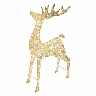 Rentier aus Metall/PET gold, mit LED, warmweiß, 100cm