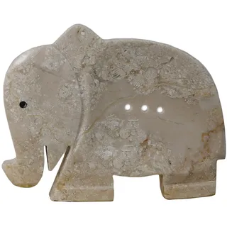 ART-CRAFT Marmor Seifenschale Seifenhalter Seifenablage aus Naturmarmor Tiermotiv Elefant für Badezimmer Dusche Küche Waschbecken