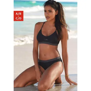 Bustier-Bikini VENICE BEACH, Damen, Gr. 34, Cup C/D, schwarz (schwarz, grau), Polyamid, unifarben, Bikini-Sets Bustier-Bikini, mit abgetönten Details