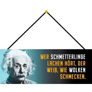 Schatzmix Wer Schmetterlinge lachen hört Metallschild Wanddeko 27x10 m. Kordel Blechschild, Blech, Mehrfarbig, 27x10 cm