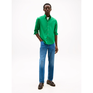 Businesshemd TOMMY HILFIGER "FLEX POPLIN SOLID", Herren, Gr. XXL, N-Gr, grün (olympic grün), Popeline, Obermaterial: 100% Baumwolle, regular fit hüftlang, Ärmel mit Ärmelschlitz 1-Knopf-Manschette, Hemden Businesshemd, unifarben, klassisch, regular fit, Baumwolle, Button-down-Kragen
