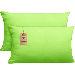NatureMark 2er Set Jersey Kissenbezüge – Elastisch, weich, atmungsaktiv und hautfreundlich – Waschbare Kissenhülle - 40x80 – Apfel Grün