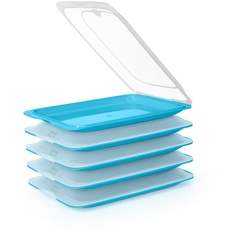 PracticDomus Wurst- und Lebensmittelhalter Frischsystem, optimale Konservierung von Scheiben im Kühlschrank (5X Blue)