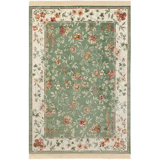 HANSE HOME Nouristan Naveh Orient Teppich – Wohnzimmerteppich Orientalisch Kurzflor mit Fransen, Vintage Orientalischer Samt-Teppich für Esszimmer, Wohnzimmer, Schlafzimmer, – grün, 195x300cm
