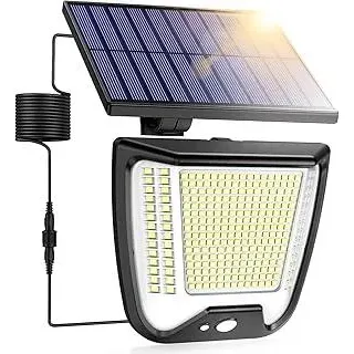 Solarlampen für Außen mit Bewegungsmelder LED Solarleuchte: 288 LED Solar Strahler Aussenleuchte 3 Modi Aussen Lampe Outdoor IP65 Wasserdichte Licht 270° Solarlampe Garten Wandleuchte Mit 5m Kabel