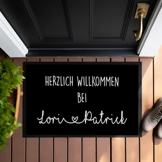 Manufaktur Liebevoll Fußmatte Personalisiert Namen Fussmatte Herz Schmutzfangmatte Teppich Geschenk Hochzeit Familie Geschenk Einzug Umzug Name (Lori & Patrick)