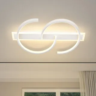 LUOLONG LED Deckenleuchte Dimmbar Deckenlampe Schwarz Wohnzimmerlampe mit Fernbedienung 2-Ringen kreis Deckenleuchte Schlafzimmerlampe Arbeitzimmer Büro Modern weiß 40cm (mit Fernbedienung)