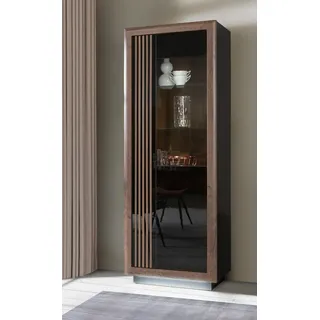Forte Vitrine Savona 73,3 x 197 x 42,3 cm Schwarz/Edeleiche Holzdekor/Schwarz Hochglanz