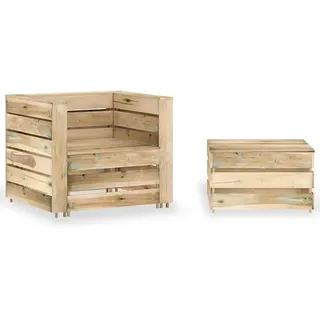 2-TLG. Garten-Lounge-Set, Lounge Gartenmöbel Set, Terassenmöbel Wetterfest, Gartenlounge, Balkon Möbel, Garten Loungemöbel Set, aus Paletten Imprägniertes Kiefernholz