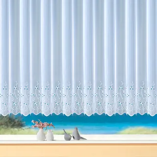 WECKBRODT Gardine »Freising« Kräuselband 1 Stk. tlg. echte Stickerei, Lochstickerei, Voile, halbtransparent, Bordüre, Store Weckbrodt weiß