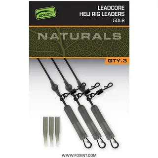Fox Naturals Leadcore Heli Rig Leaders 50lb 75cm - 3 Karpfenvorfächer, Angelzubehör für das Helikopter-Rig, Karpfenzubehör