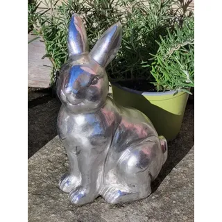 Polyresin Dekohase Hans, Kopf rechts, altsilber